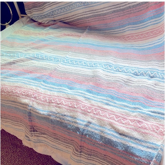 2 VINTAGE SOUTHWESTERN WOVEN PASTEL THROW BLANKETS NWOT - Picture 2 of 4